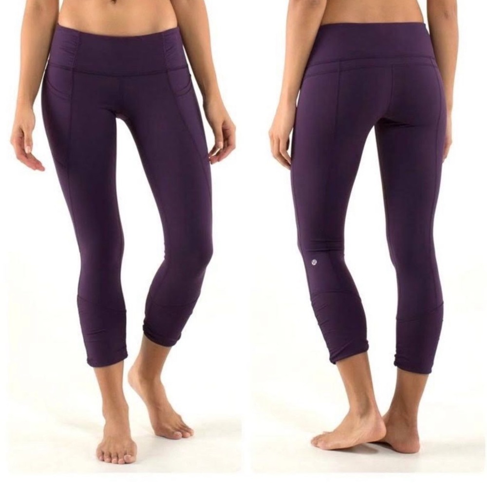 Lululemon practice daily full on Luon yoga leggings Deep Zinfandel 4- EXCELLENT!